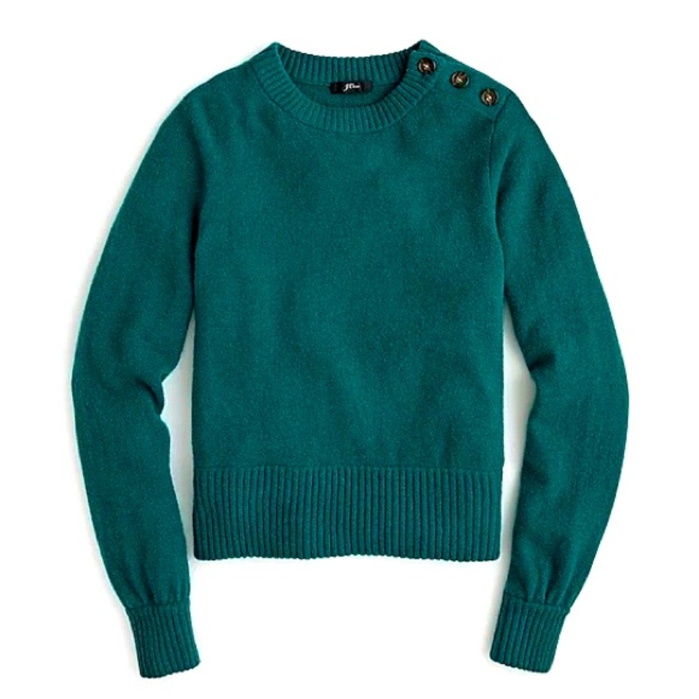 J.Crew Button Detail Crew Neck Sweater in Super Soft Yarn